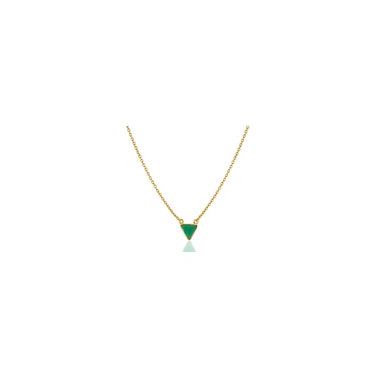 Groen onyx ketting in verguld sterlingzilver met hanger in verguld sterlingzilver