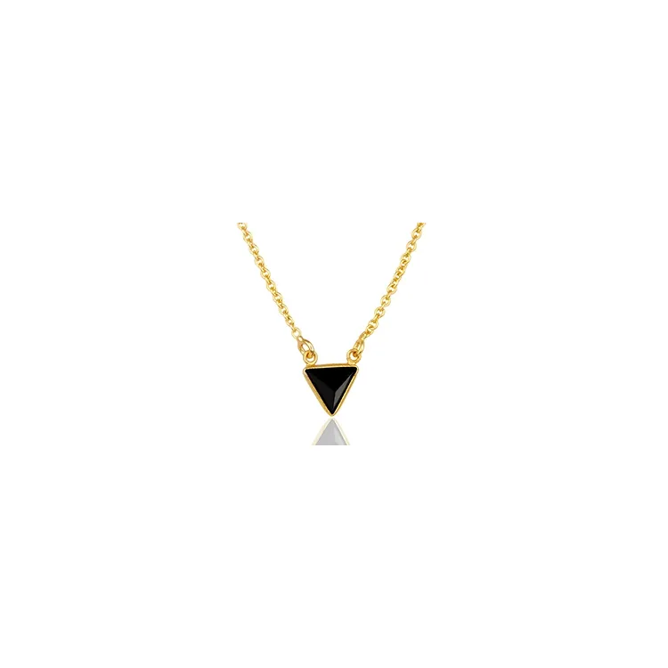Driehoekig onyx ketting in verguld sterlingzilver met hanger in verguld sterlingzilver
