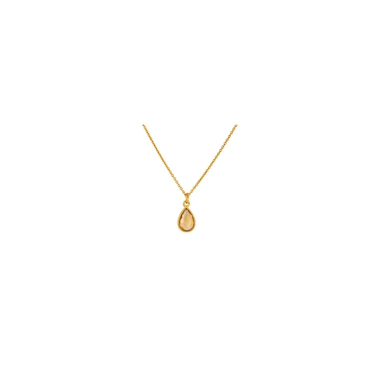 Druppel citrien ketting in verguld sterlingzilver met hanger in verguld sterlingzilver