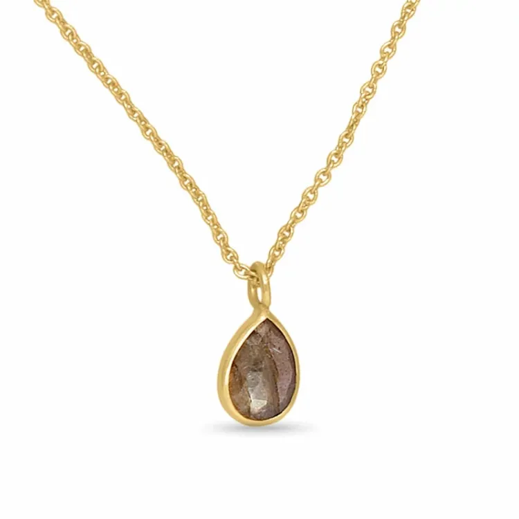 Druppel ketting in verguld sterlingzilver met hanger in verguld sterlingzilver