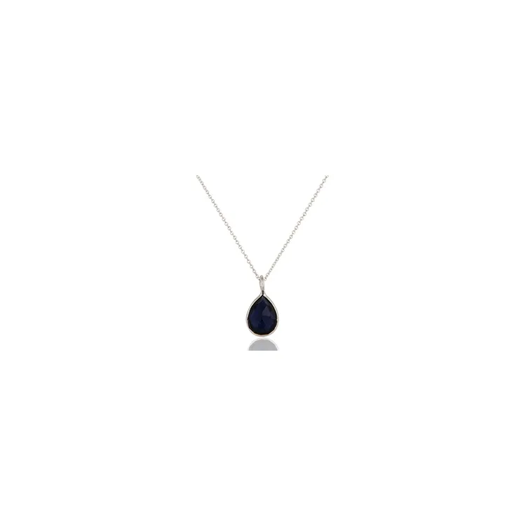 blauwe ketting in zilver met hanger in zilver