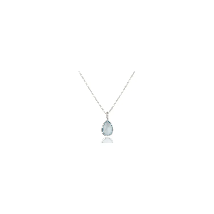blauwe topaas ketting in zilver met hanger in zilver - Loom Stones