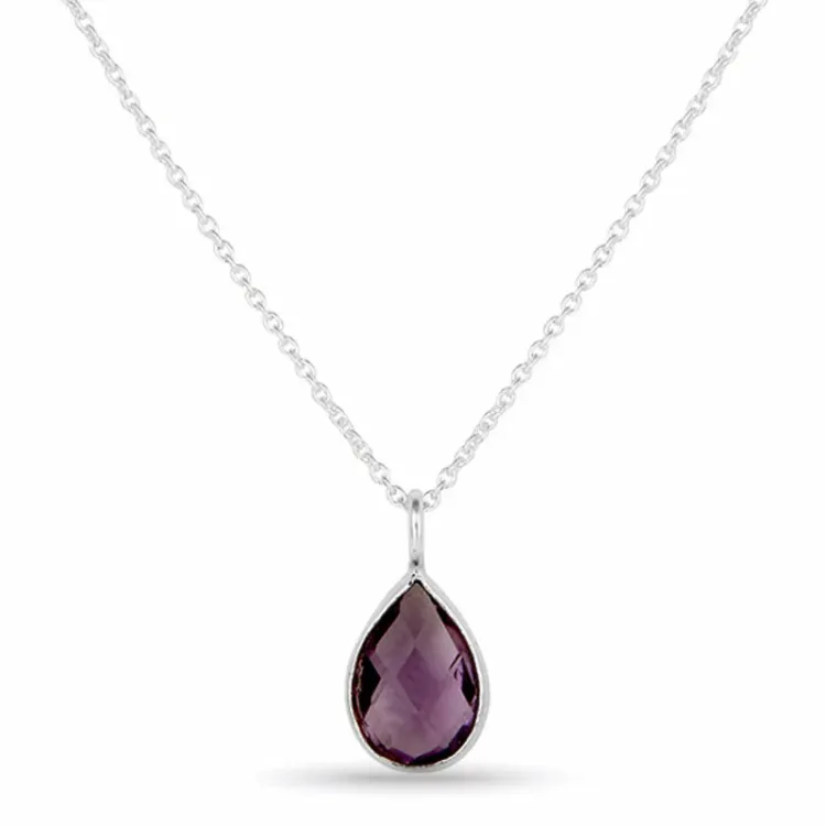 paarse amethist ketting in zilver met hanger in zilver - Loom Stones