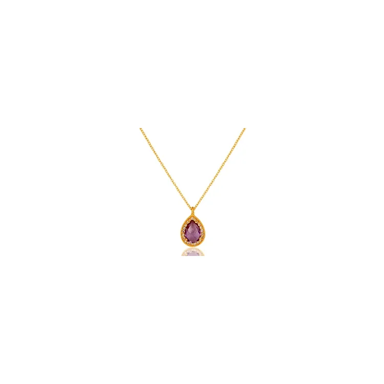 Druppel amethist ketting in verguld sterlingzilver met hanger in verguld sterlingzilver