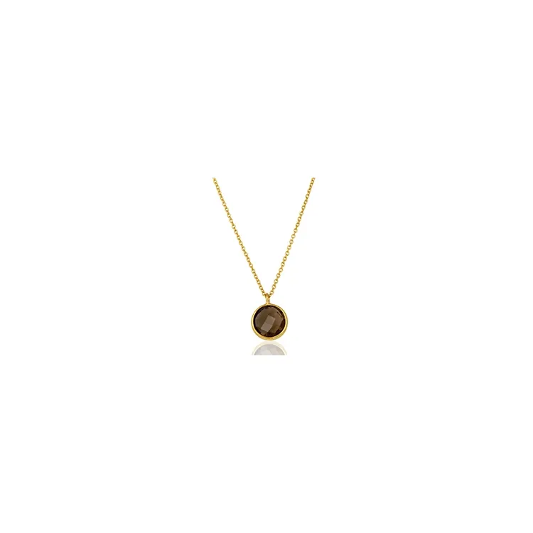 Rond topaas ketting in verguld sterlingzilver met hanger in verguld sterlingzilver