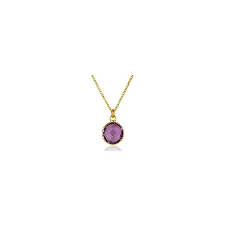 Amethist ketting in verguld sterlingzilver met hanger in verguld sterlingzilver