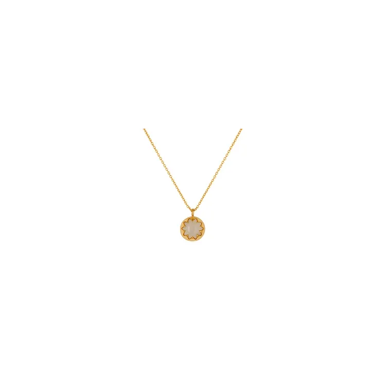 Witte maansteen ketting in verguld sterlingzilver met hanger in verguld sterlingzilver