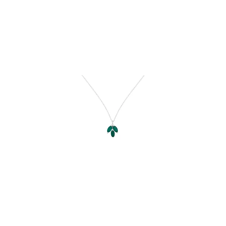 Groen onyx ketting in zilver met hanger in zilver