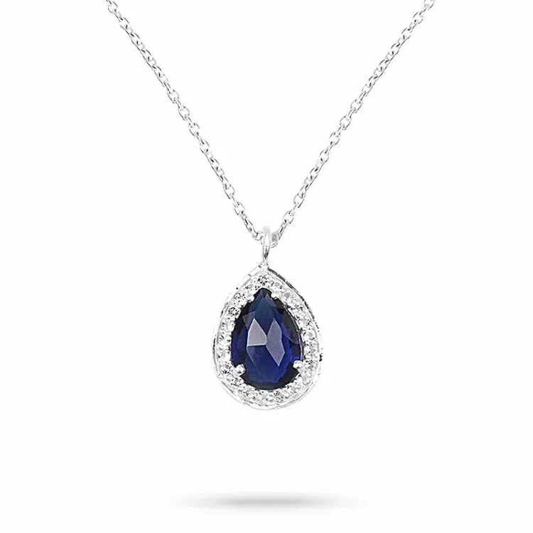 druppel ketting in zilver met hanger in zilver