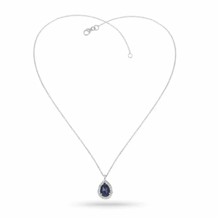 druppel ketting in zilver met hanger in zilver