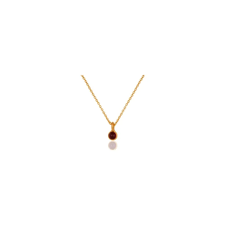 Rode ketting in verguld sterlingzilver met hanger in verguld sterlingzilver
