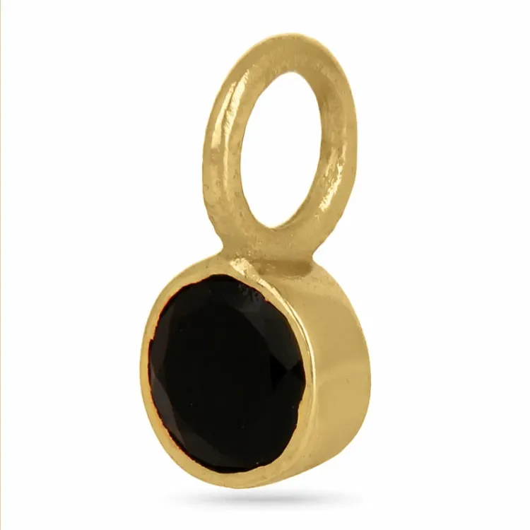 klein zwart onyx hanger in verguld sterlingzilver - Loom Stones