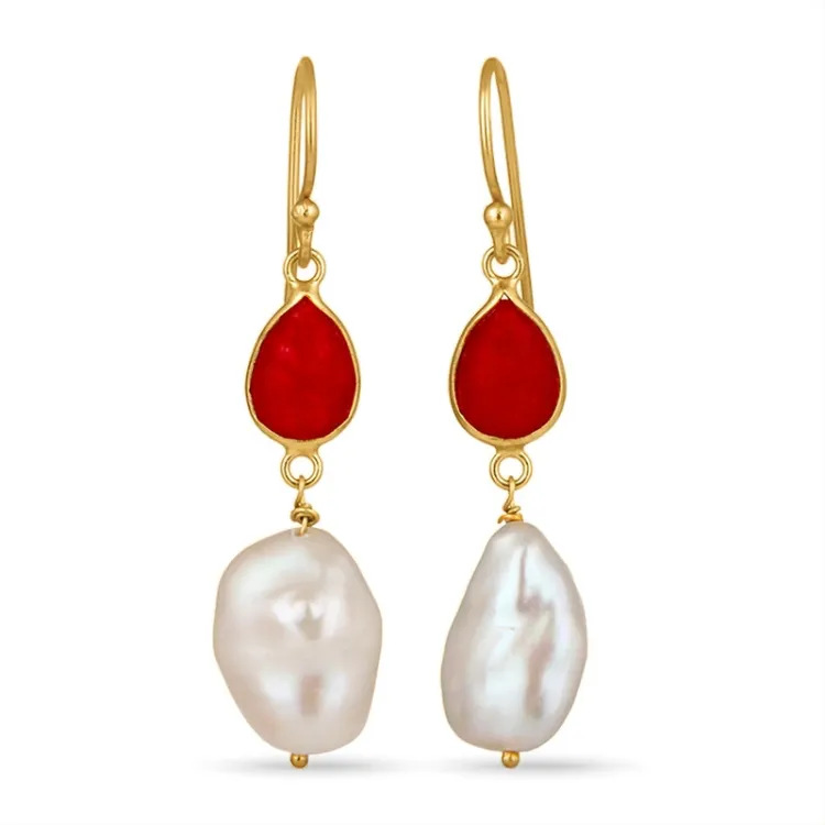 Pink oorbellen in verguld sterlingzilver