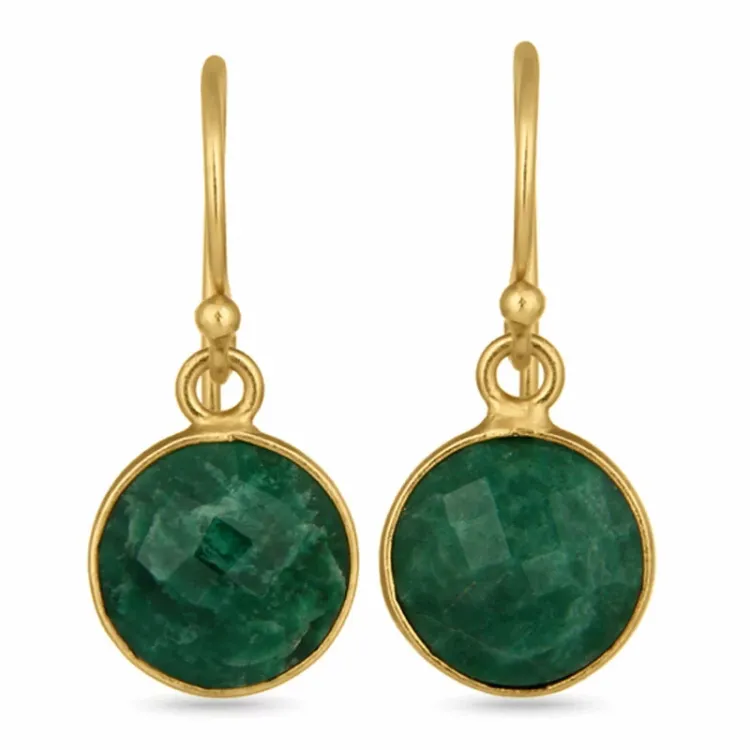 rond groene oorbellen in verguld sterlingzilver - Loom Stones