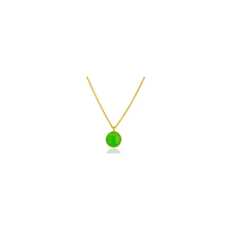 Rond groen ketting in verguld sterlingzilver met hanger in verguld sterlingzilver