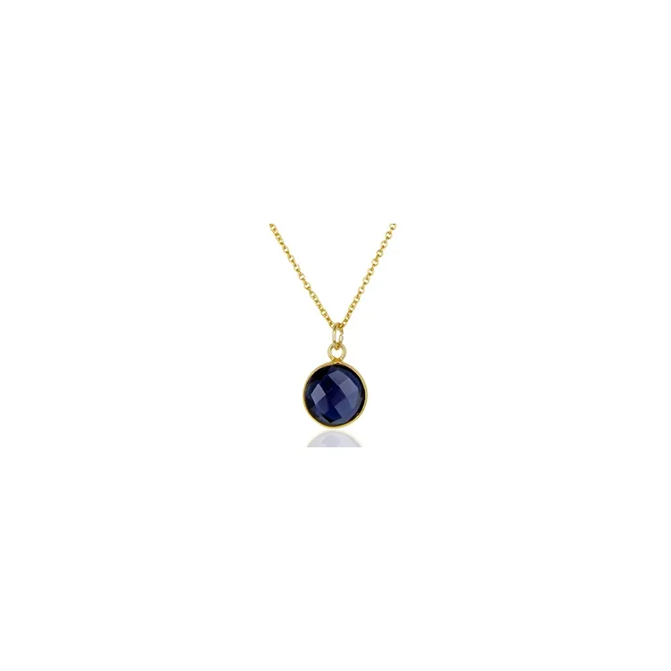 rond blauwe ketting in verguld sterlingzilver met hanger in verguld sterlingzilver - Loom Stones