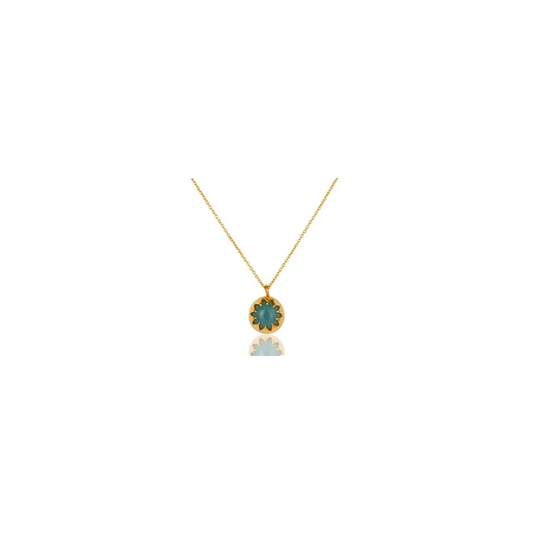 blauwe ketting in verguld sterlingzilver met hanger in verguld sterlingzilver