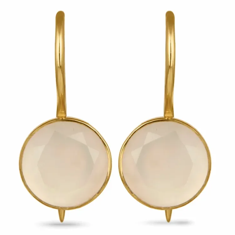 rond maansteen oorbellen in verguld sterlingzilver