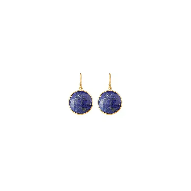 Rond blauwe oorbellen in verguld sterlingzilver