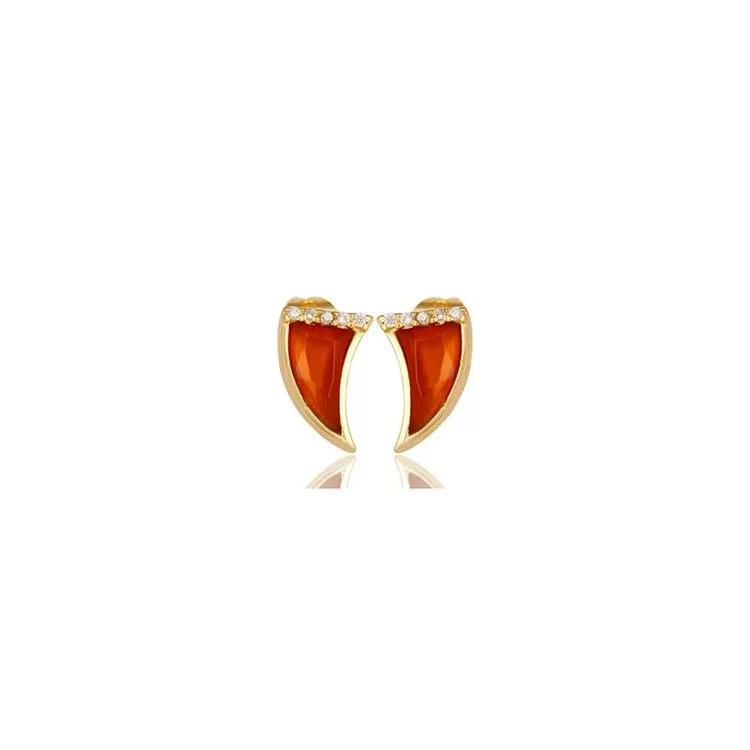 horn oorbellen in verguld sterlingzilver