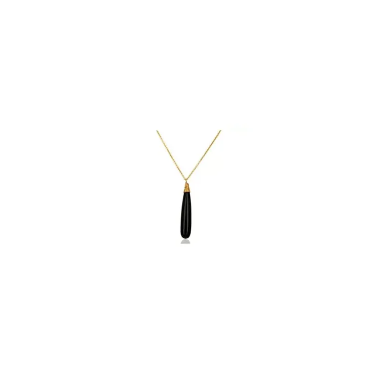 Echt onyx ketting in verguld sterlingzilver met hanger in verguld sterlingzilver