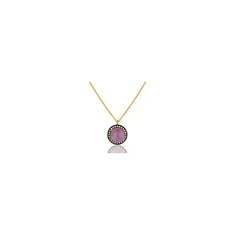 Rond amethist ketting in verguld sterlingzilver met hanger in verguld sterlingzilver