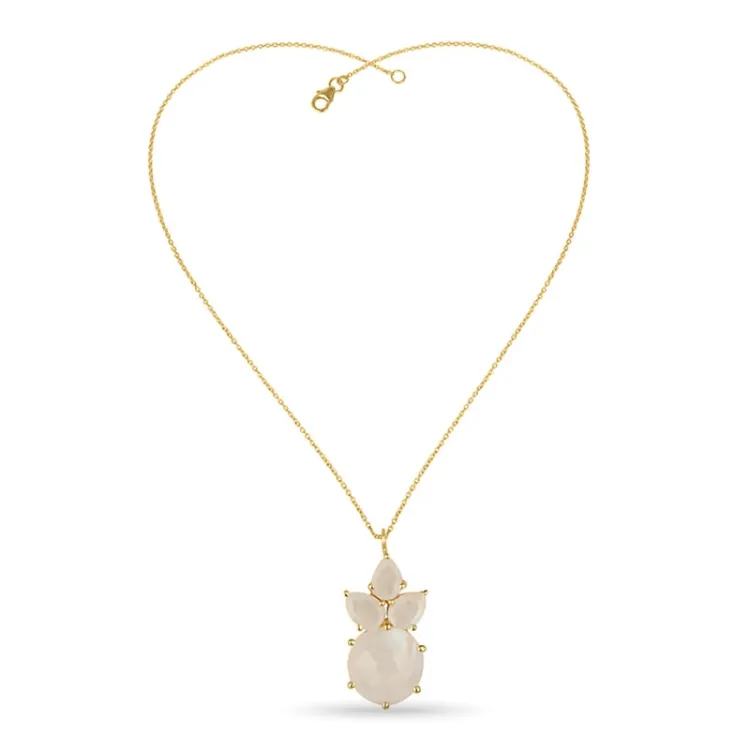 Echt maansteen ketting in verguld sterlingzilver met hanger in verguld sterlingzilver
