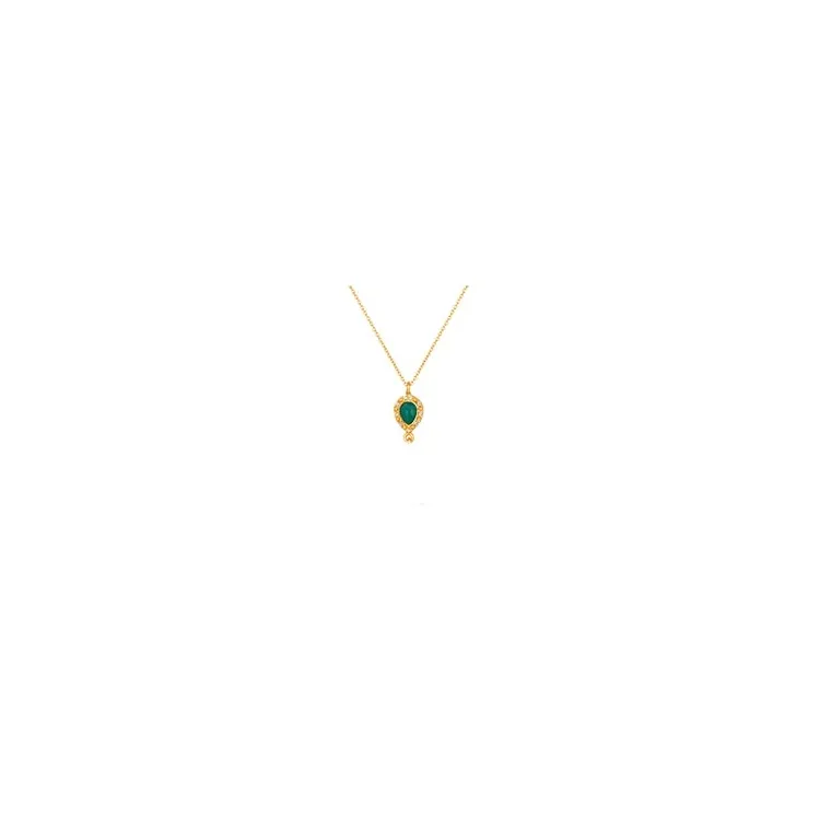 Druppel onyx hanger met ketting in verguld sterlingzilver met hanger in verguld sterlingzilver