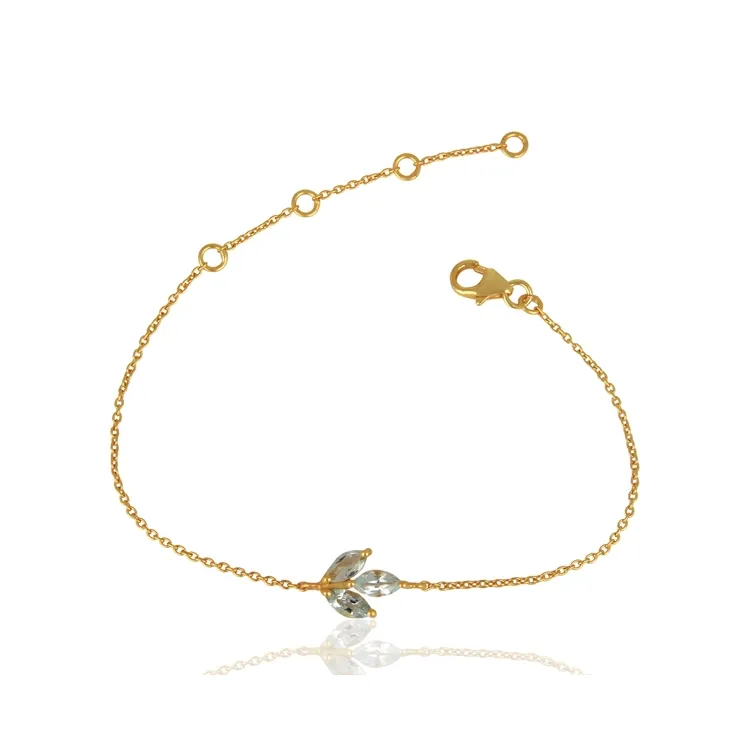 blad topaas armband in verguld sterlingzilver met hanger in verguld sterlingzilver