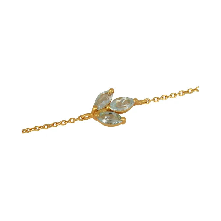 blad topaas armband in verguld sterlingzilver met hanger in verguld sterlingzilver