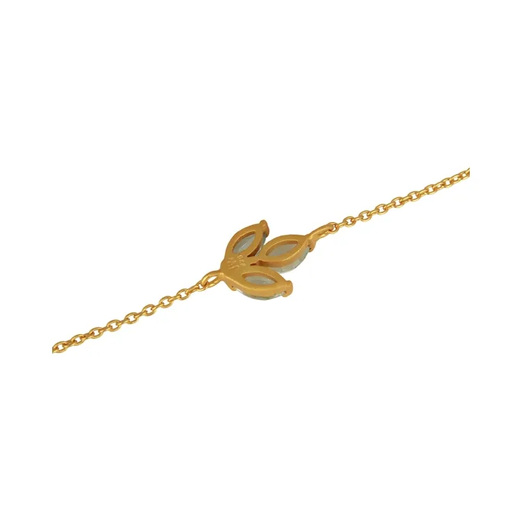 blad topaas armband in verguld sterlingzilver met hanger in verguld sterlingzilver
