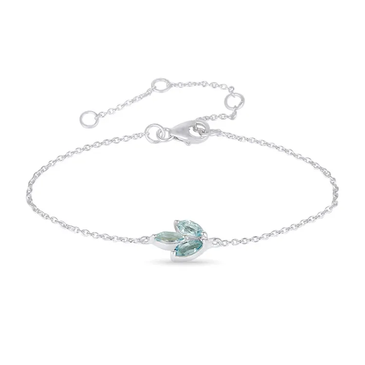 blauwe topaas armband in zilver met hanger in zilver