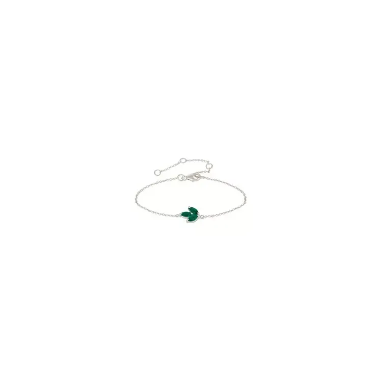 Blad onyx armband in zilver met hanger in zilver