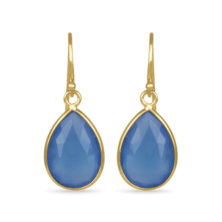 druppel blauwe oorbellen in verguld sterlingzilver - Loom Stones