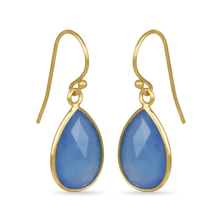 druppel blauwe oorbellen in verguld sterlingzilver - Loom Stones