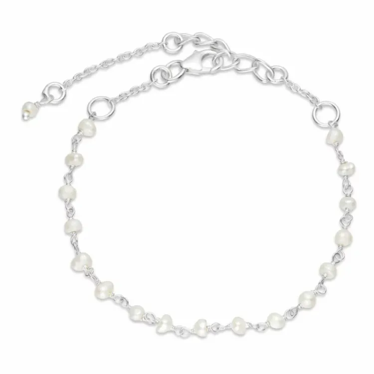 testsieraad parel armband in zilver 18 cm plus 4 cm x 3,0 mm
