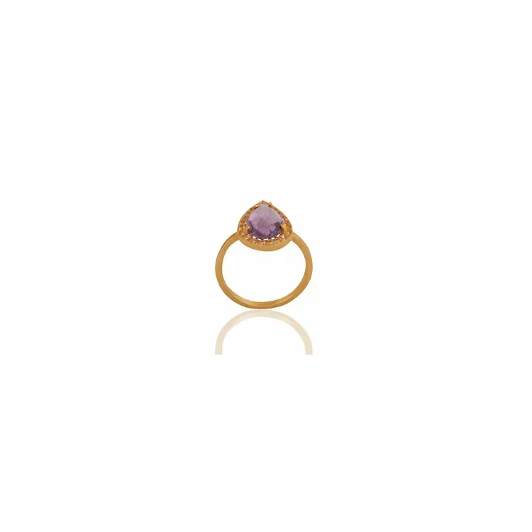 Druppel ring in verguld sterlingzilver