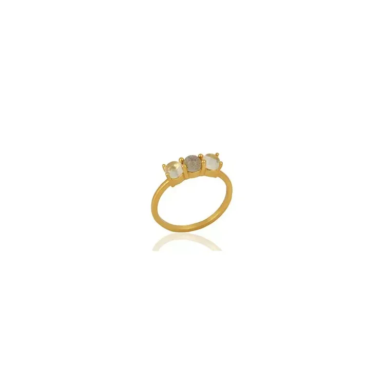 kwarts ring in verguld sterlingzilver