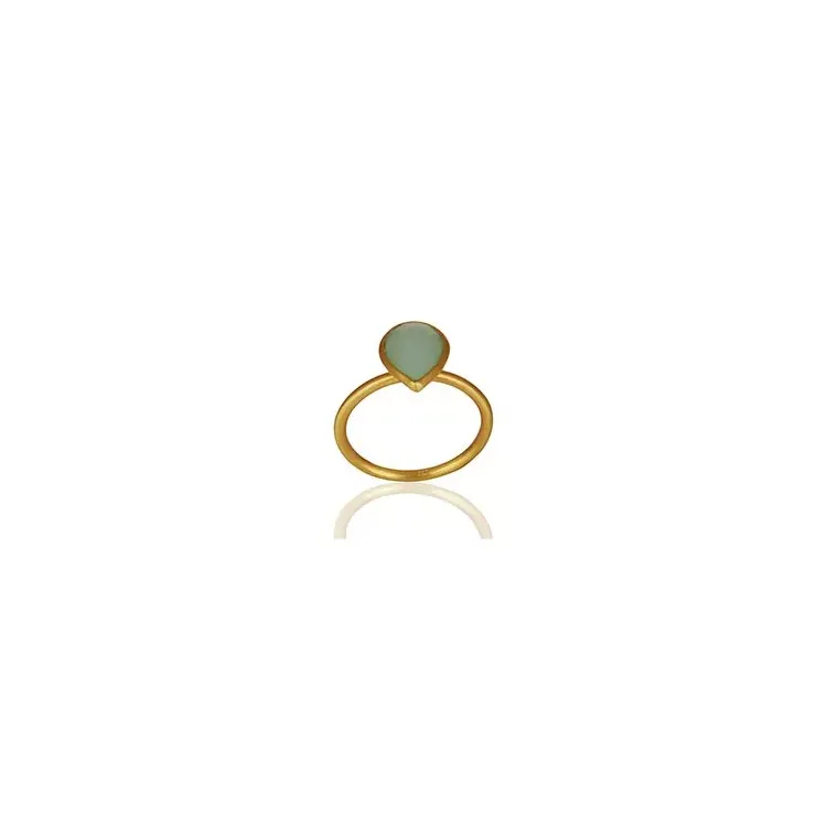 Druppel caledoniet ring in verguld sterlingzilver
