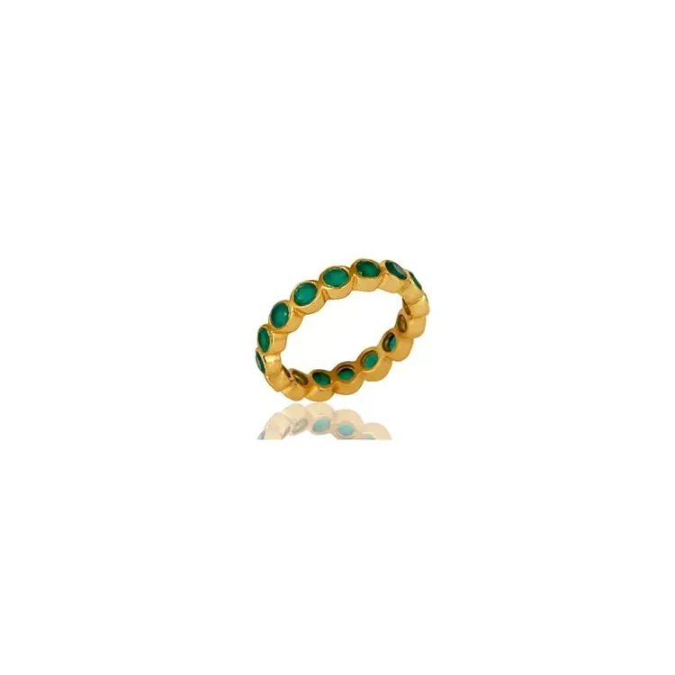 groen onyx ring in verguld sterlingzilver