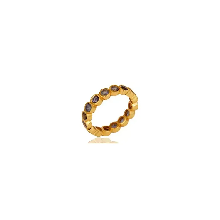 blauwe ring in verguld sterlingzilver