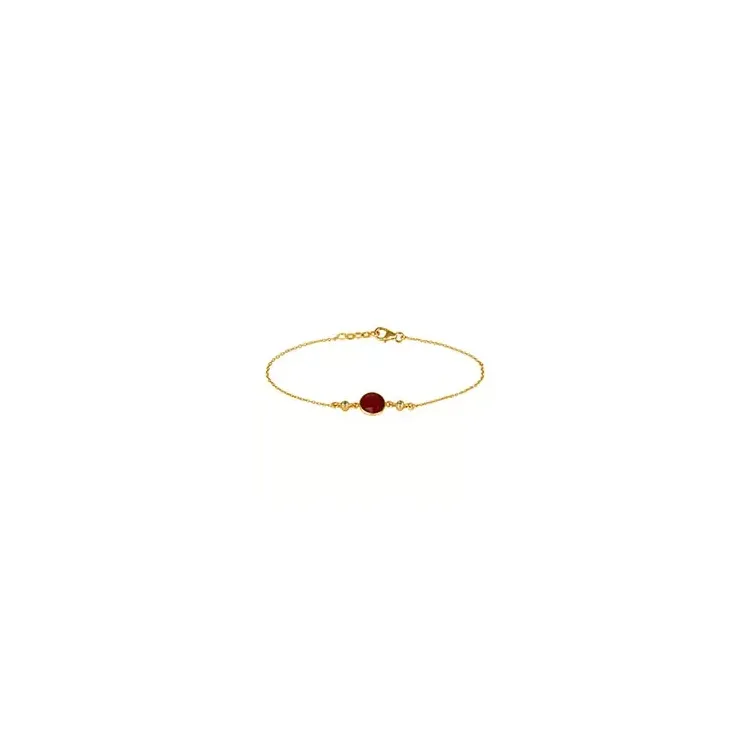 Rond rode armband in verguld sterlingzilver met hanger in verguld sterlingzilver