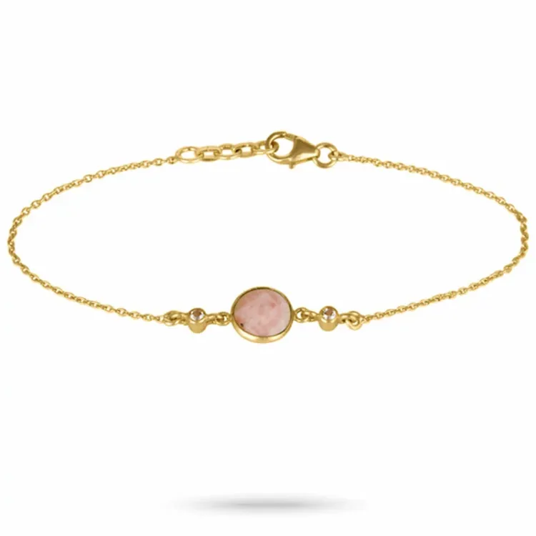 opaal kinder armband in verguld sterlingzilver met hanger in verguld sterlingzilver