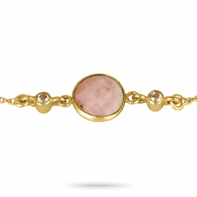opaal kinder armband in verguld sterlingzilver met hanger in verguld sterlingzilver