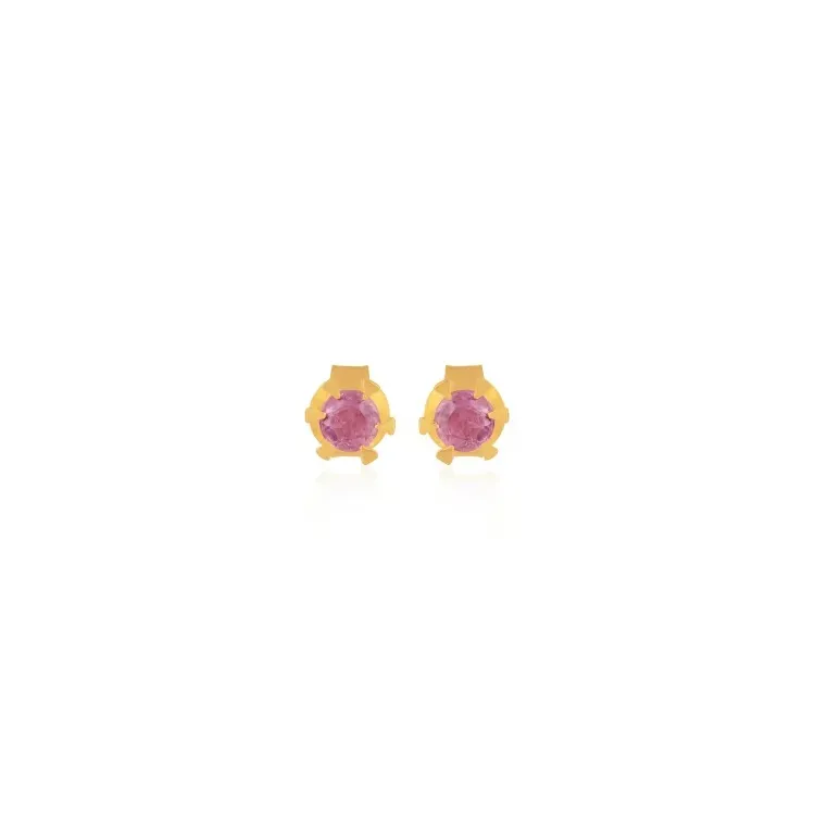 roze solitaire oorbel in verguld sterlingzilver