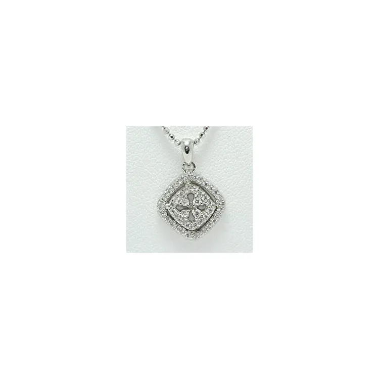 Vierkant witte hanger in zilver