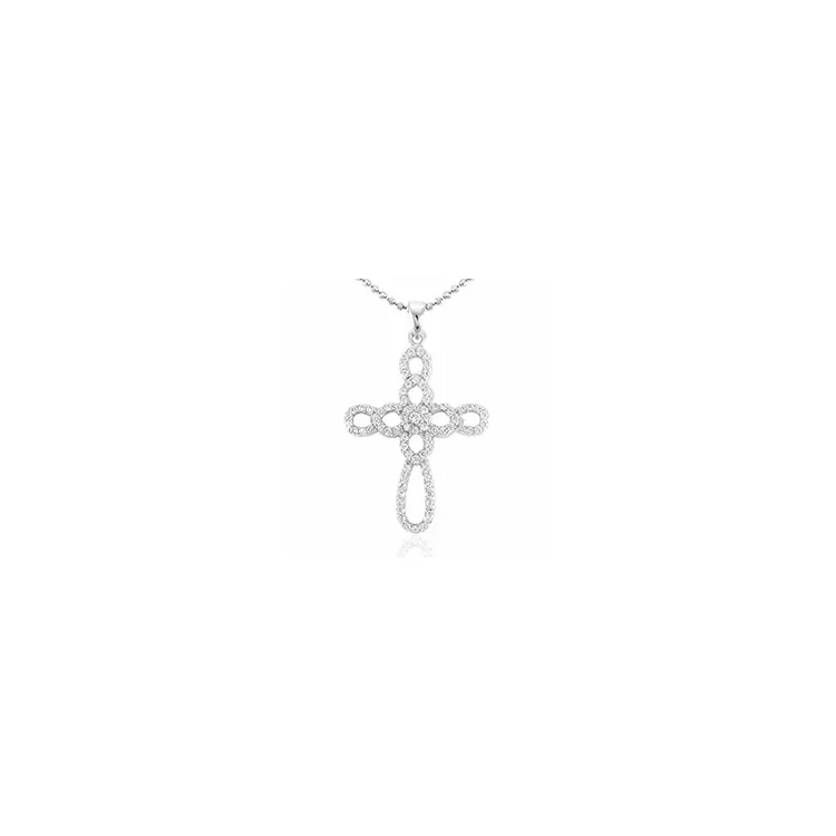 Kruis zirkoon hanger in zilver