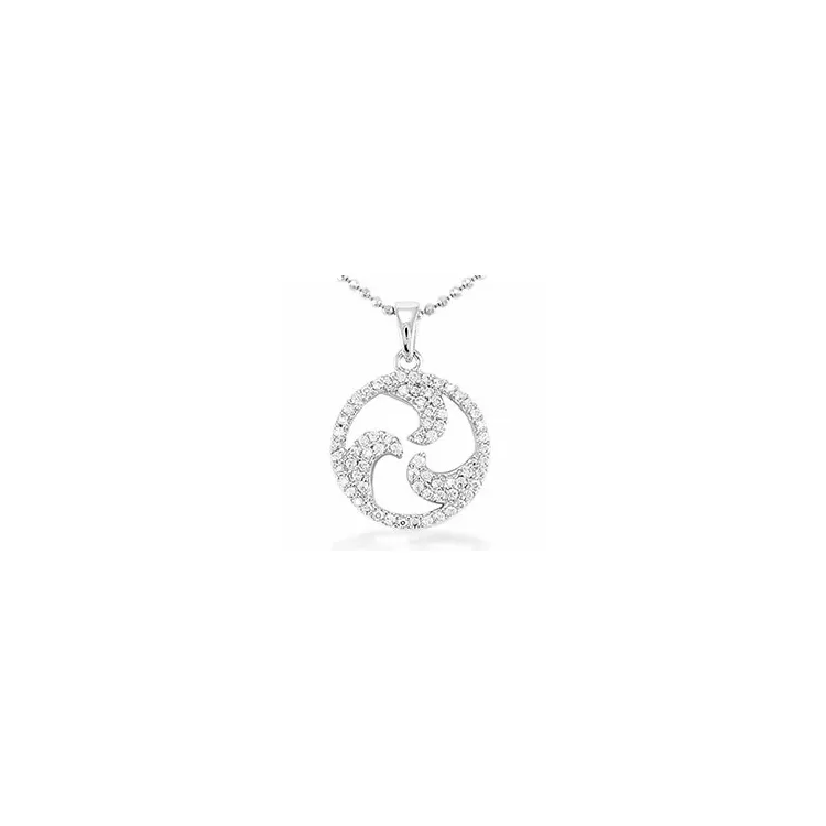 Ovaal witte zirkoon hanger in zilver