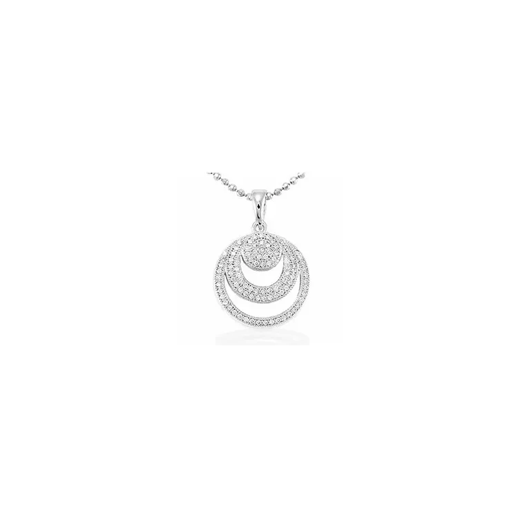 Rond witte zirkoon hanger in zilver