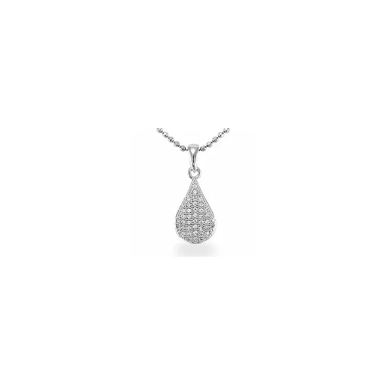 Druppel zirkoon hanger in zilver